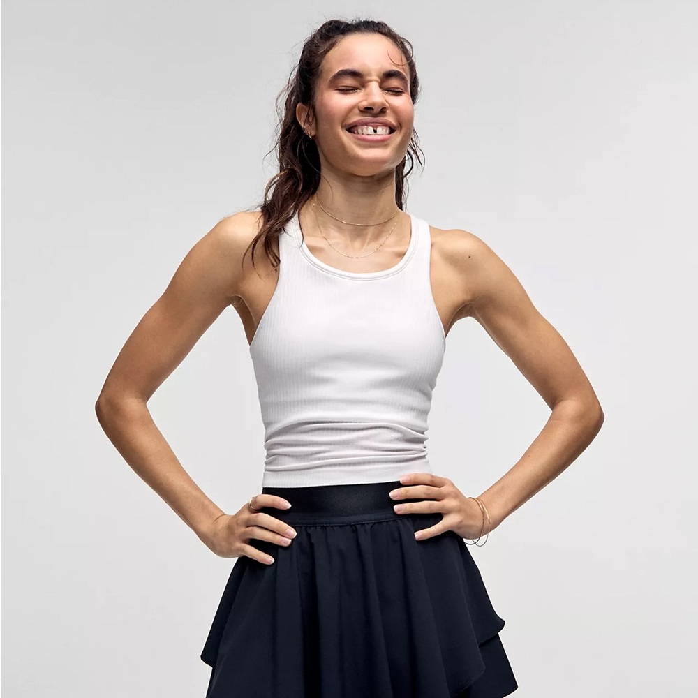 Lululemon Ebb to Street Cropped Racerback Tank Top, White, 4